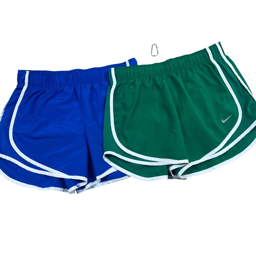 Nike Tempo Shorts Womens Medium Green Blue Dri-FIT Running Athletic 2 Pack